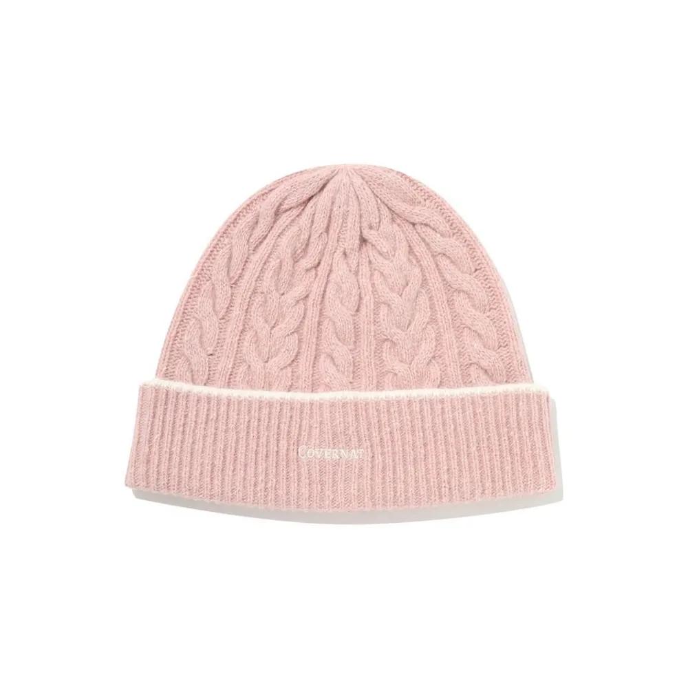 Logo Cable Lambswool Beanie Pink CO2504CA10PI 277600 F