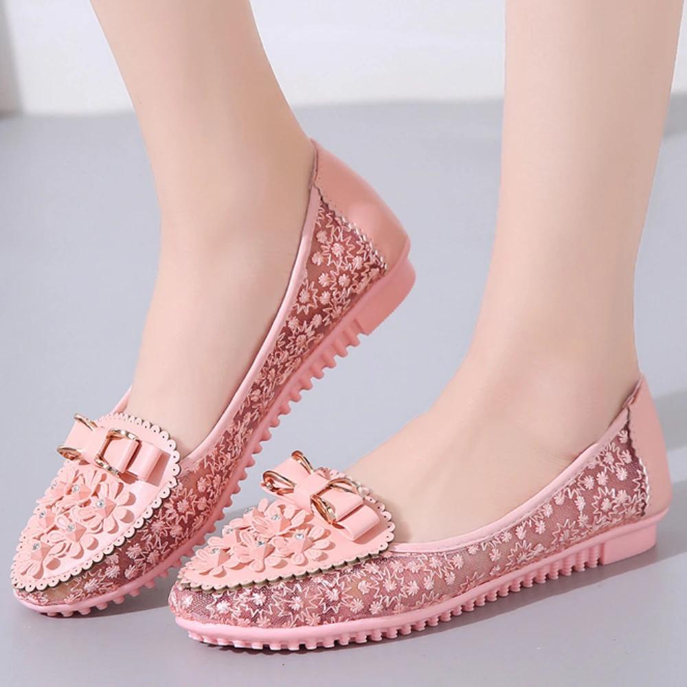 Stickerei Schleife Slipper Damen Blumen Sneaker Sommer Atmungsaktiv Einfarbig Designer Schuhe Damen Rutschfest Lässige Damenschuhe