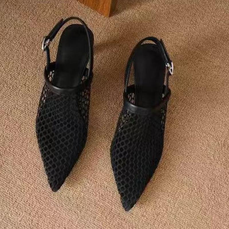 Fashion Fashion Hollow Breathable Mesh Pointed Toe Stiletto High Heels Women Pumps 2025 New Summer Slingback Sandals Dress Woman Shoes