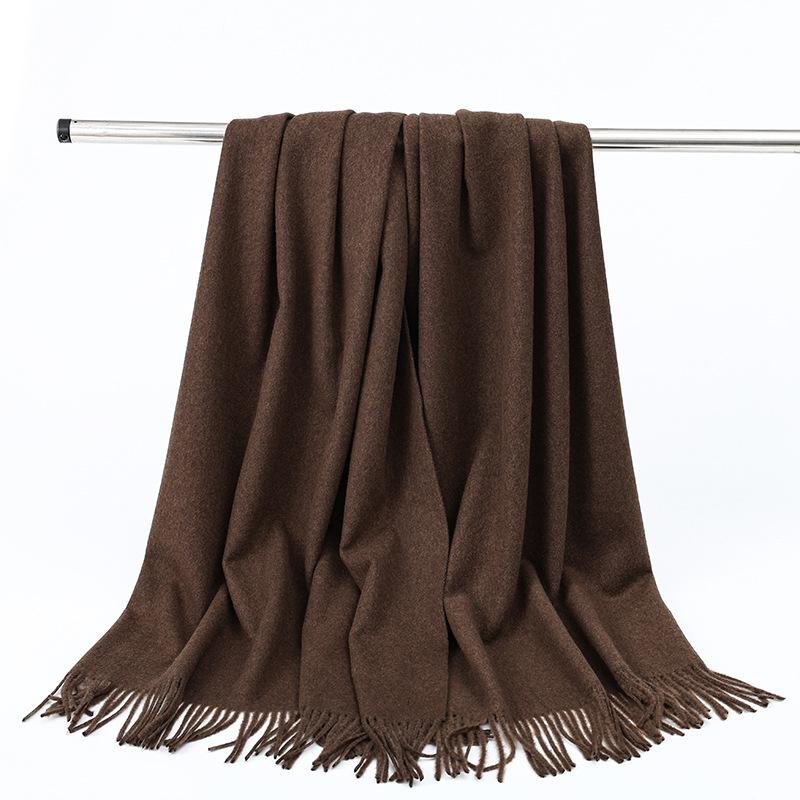 Wool Scarf Women's Winter Korean Style Thickened Warm Solid Color Scarf Shawl High End Versatile Cashmere Scarf