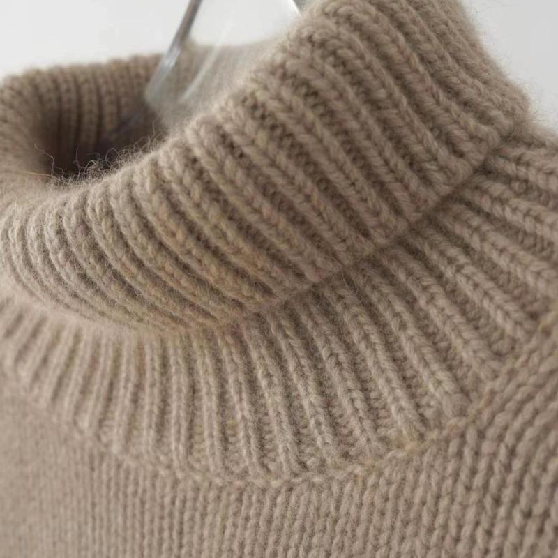 Autumn and Winter Thick Half High Collar Solid Women's Sweaters Elegant Vintage Loose Knitted Pullovers Sweater Ladies Casual Slim Base Jumpers 25560