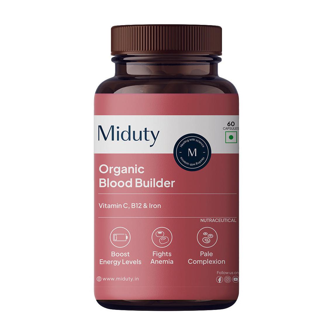 

Органічна добавка для кровотворення (60 кап), Organic Blood Builder, Miduty