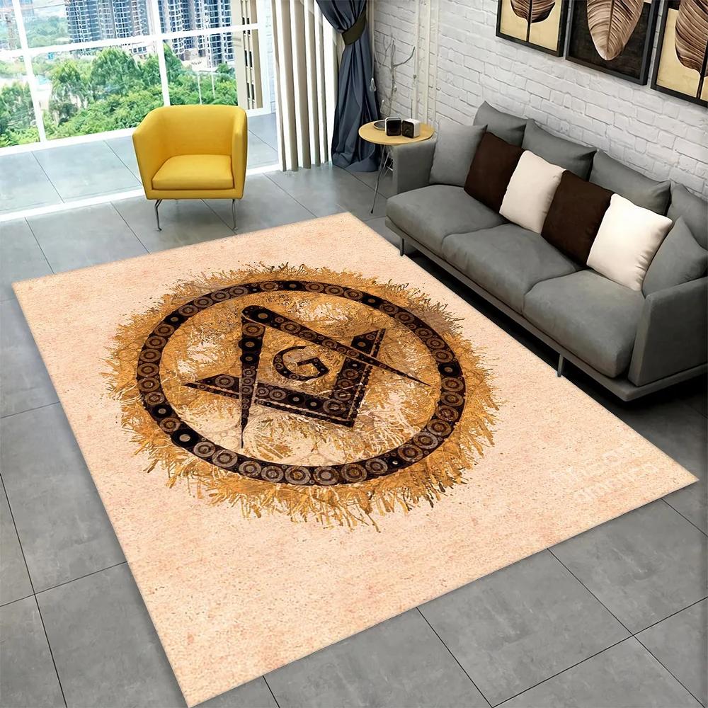3D Freemason Masonic Illuminati Ring Area Rug,All Seeing Eye Carpet Rug for Living Room Bedroom Doormat Decor,Non-slip Floor Mat