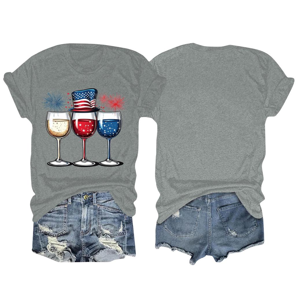 Women's Fashion Plus Size Vintage LA Print Casual Short-Sleeved Top