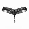 Original Single Solid Color Sexy Lace T-word Pants Pearl Massage Underwear Women's Transparent Seamless Sex Thong 2142