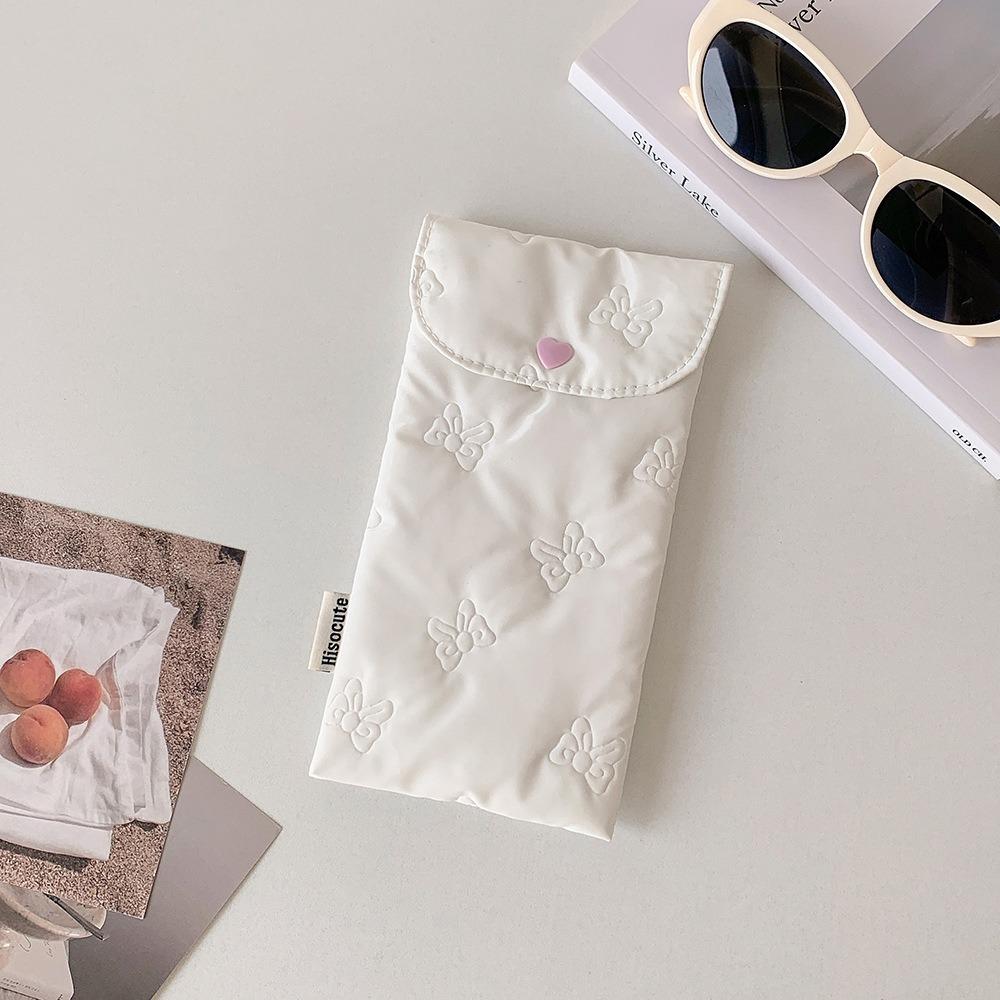 

New Embossed Bow Pencil Case Lightweight with Button Student Stationery Pouch Cosmetic Bag белый