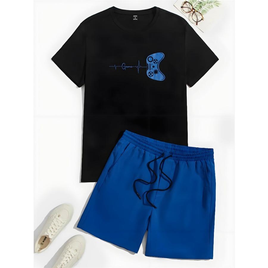 Two-piece Milano Print Men's Set Summer Casual Everyday Men's Short-sleeved T-shirt Outdoor Street Men Fashion Sports Shorts