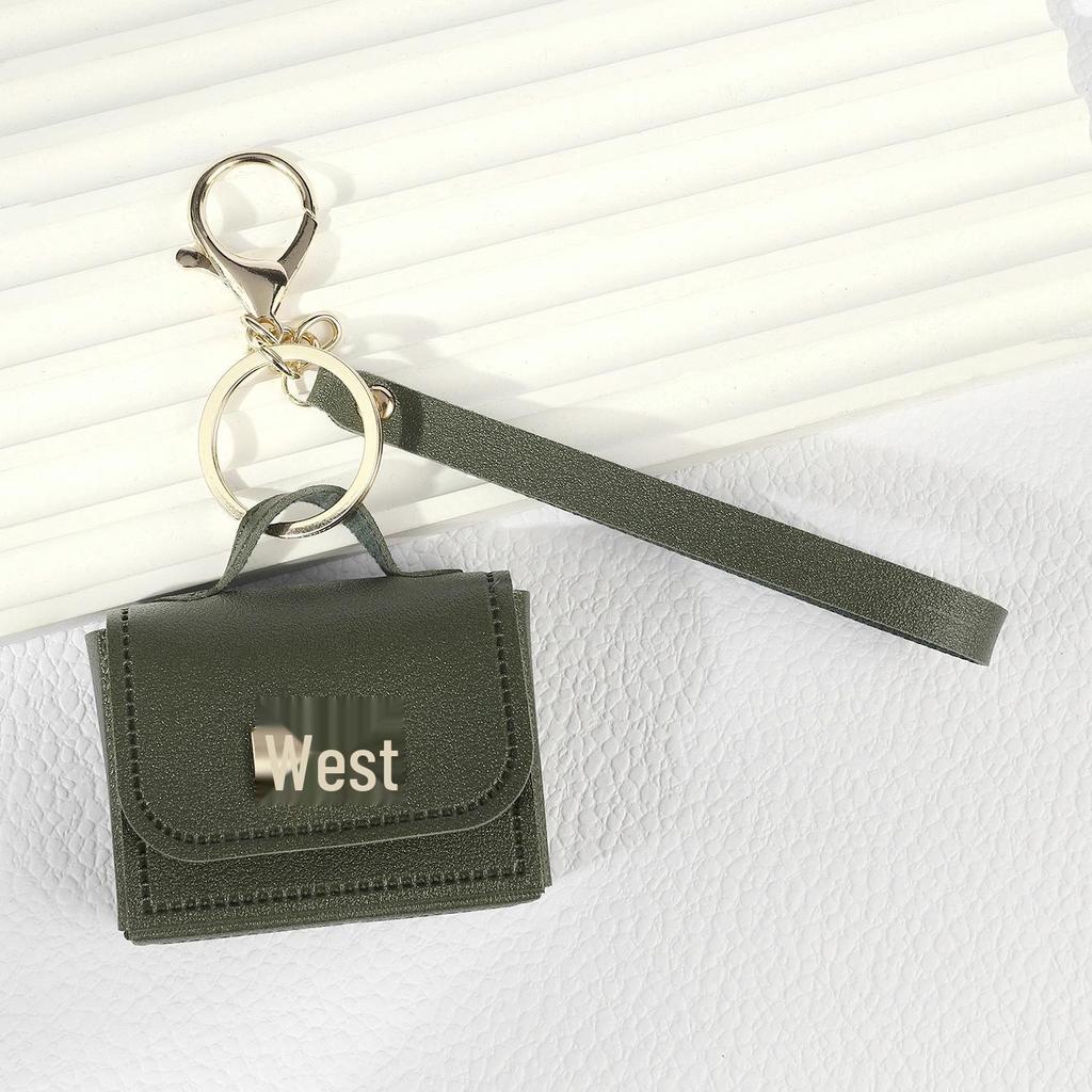 Mini PU Leather Keychain Coin Purse with Strap - Multi-use Bag Charm & Mobile Accessory