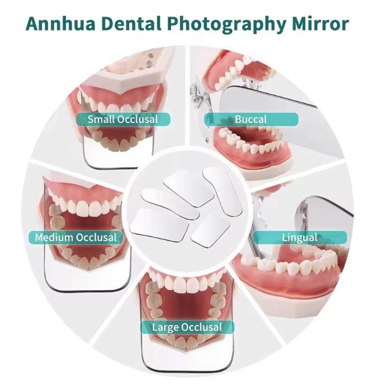 5 buc Oglindă pentru fotografie dentară Oglinzi cu două fețe Material sticlă Reflector intraoral cu capac de protecție