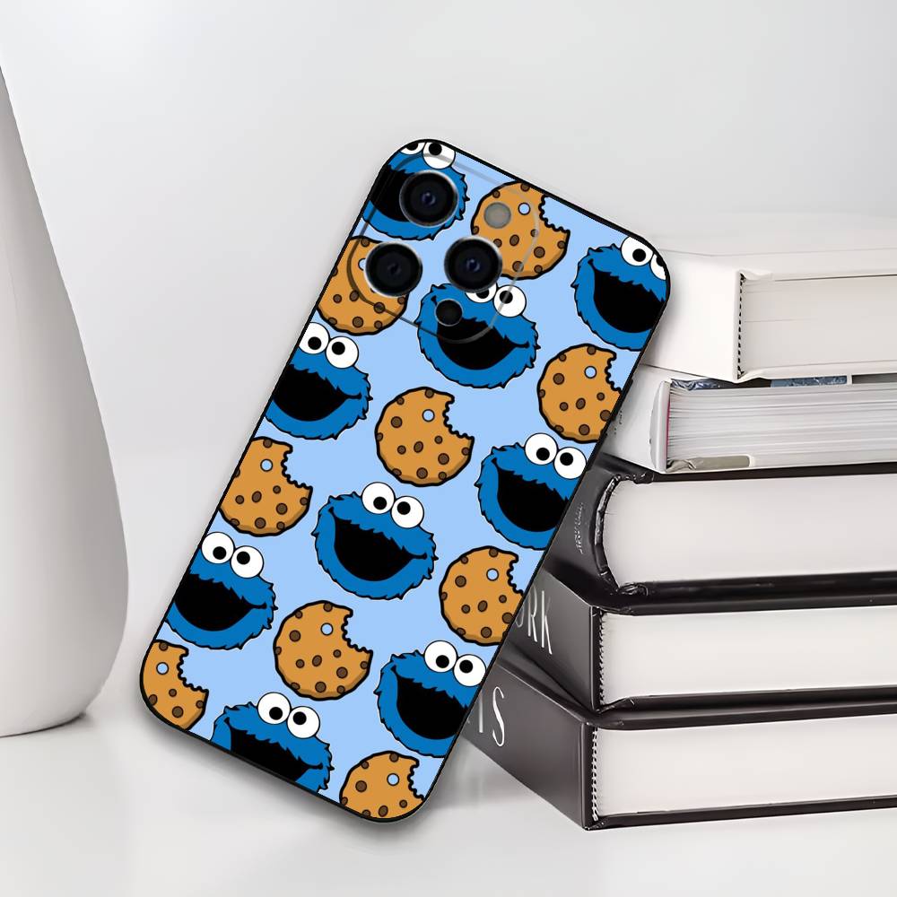 C-Cookies Monster Cartoon Phone Case For iPhone 17,16,15,14,13,12,11 Plus,Pro Max,XS,Soft Black Cover