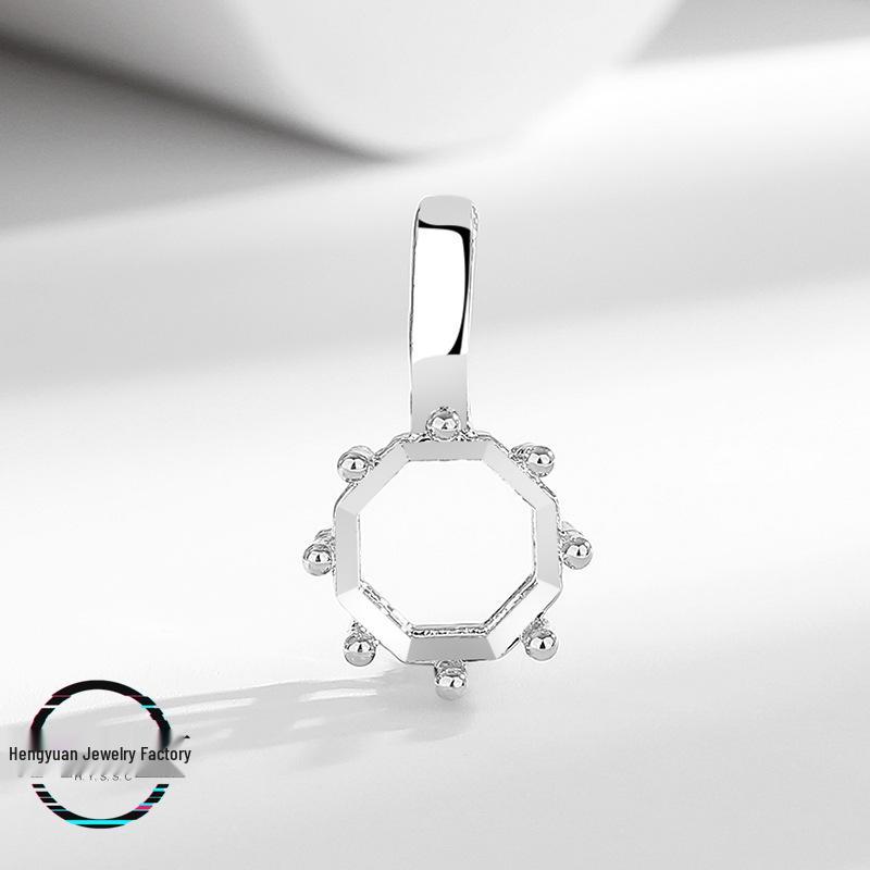 

Versatile Rose Cut Copper Pendant with Empty Setting for 8mm Zirconia Baguette, Simulated 925 Silver