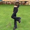 American Retro Flared Jeans Women's Spring and Autumn New Elastic Slim and Thin Design Mopping Pants
