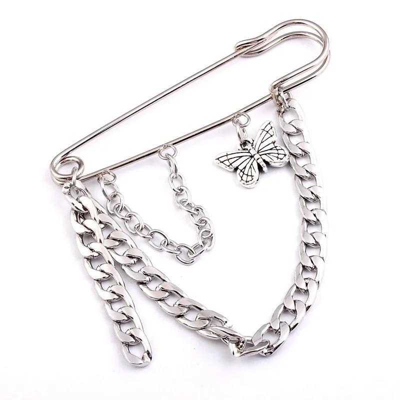 

Trend Retro Chain Pin Brooch Street Punk Tide Cool Street Fashion Metal Decoration Punk Hip Hop Clothing Men Accessorie C