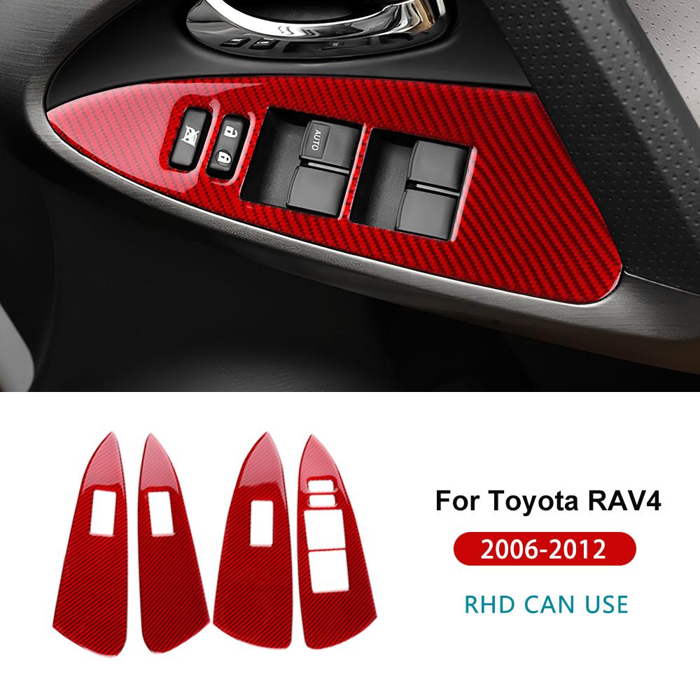 Real Soft Carbon Fiber Sticker For Toyota RAV4 2006 2007 2008 2009 2010 2011 2012 LHD RHD Car Door Window Panel Interior Trim