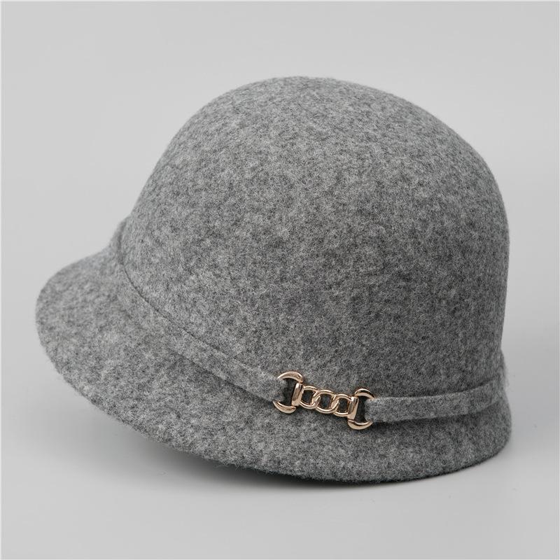 Wool Mother Hat Lady Autumn and Winter New Top Hat French Elegant Retro Bucket Hat Basin Hat
