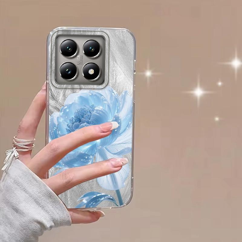 Luxury Blue Flowers Girls Women Phone Case For Xiaomi 14T 13T Pro 14Tpro 11 Lite 5G NE Shockproof Bumper Fundas Cover