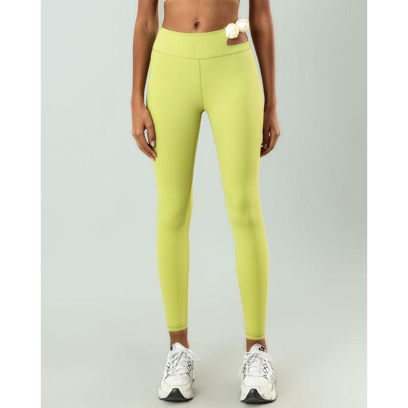 

2024 New Arrival Export Sports Gym Flower Running Breathable Quick-Drying Mid Waist Pilates Yoga Pants Pants Women Yellow-Green L