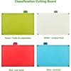 Planches à découper de cuisine, set de 4 planches à découper en plastique, grandes planches à découper de cuisine avec support de rangement, lavables au lave-vaisselle (quatre couleurs), 1 jeu