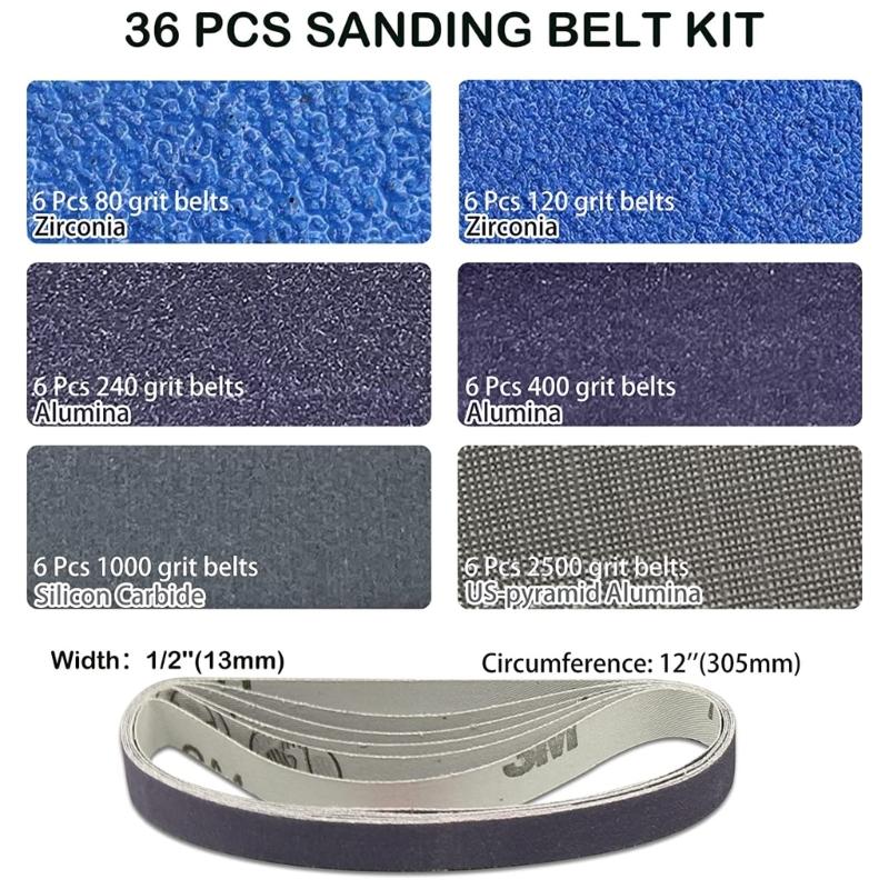 Pack Of 36 Abrasive Belts 305x13mm Cutter Sharpening Sanding Belt For Smoothing Honing And Professional Results