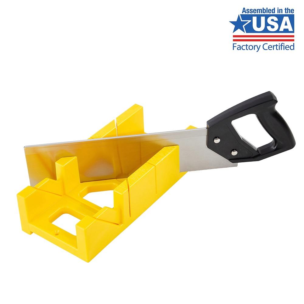 12 Inch Miter Box Saw Set 14 Inch Back Saw High Impact Plastic Handle Accurate Cutting Bevel Guide 45 90 Degree Angles Trim