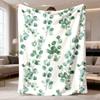 1pc Eucalyptus Leaf Print Flannel Blanket | Soft, Warm, Lightweight Polyester Fabric, Contemporary Style, All-Season Use for Sofa, Bed, Car, Office, C