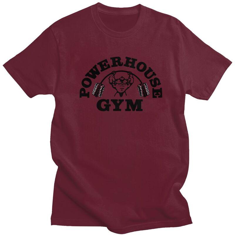 Custom Cool Powerhouse Gym T Shirt Men Short Sleeve 100 Cotton Tshirt Casual Fitness Building Muscle Tee Tops Fashion Tshirt