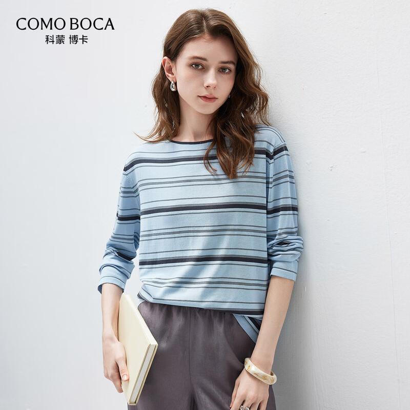 Komunboca Women s Lyocell Tencel Striped Long-Sleeve Knit Top XL