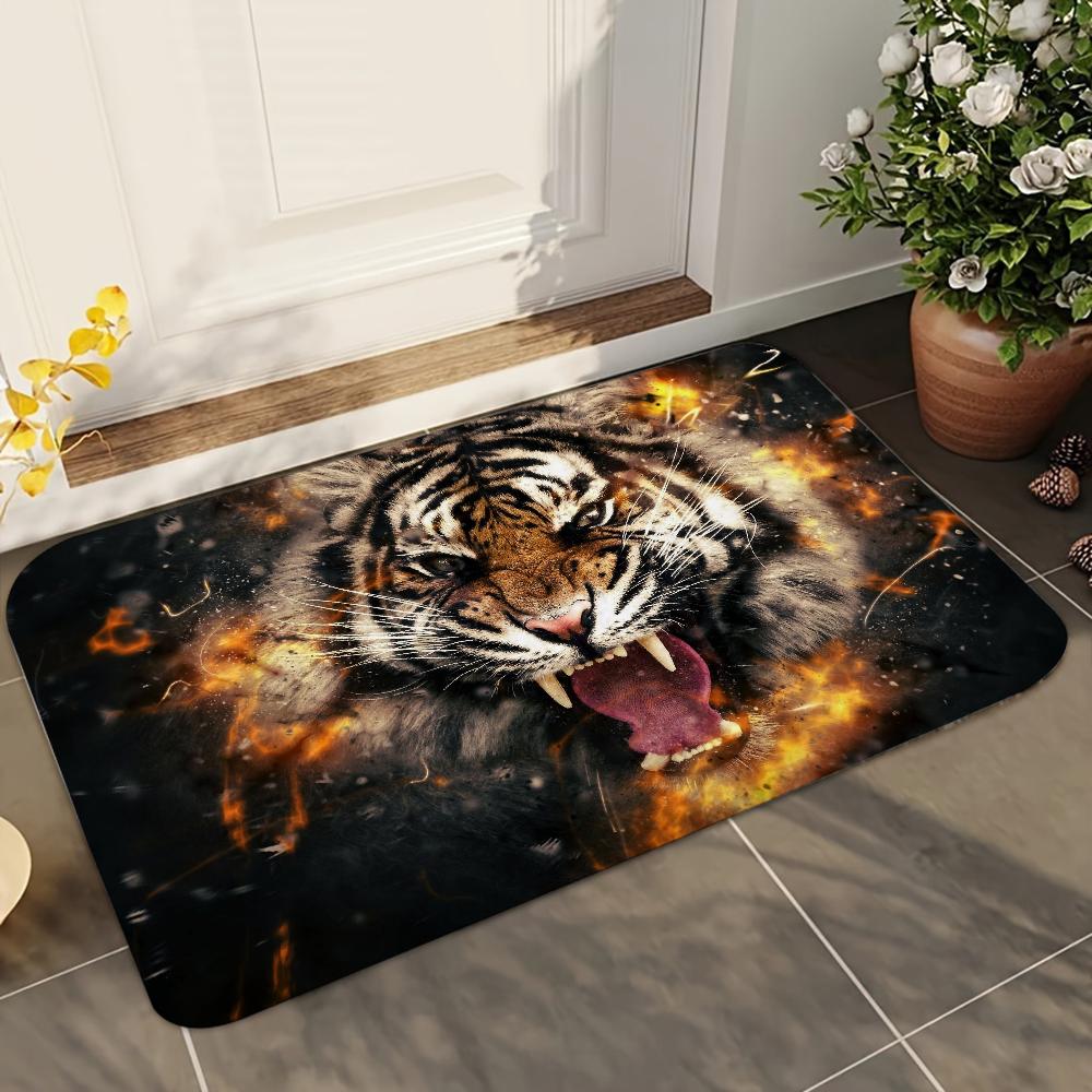 1pc Tiger Doormats Home Carpet Bathroom Absorbent Mats Anti-Slip Mats Home Decor Supplies Carpets Home Kitchen Floor Mats