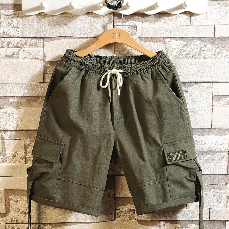 2025 New Men Summer Fashion Men Solid Color Shorts Men Casual Cargo Shorts Male Streetwear Shorts Men Loose Straight Short Pants