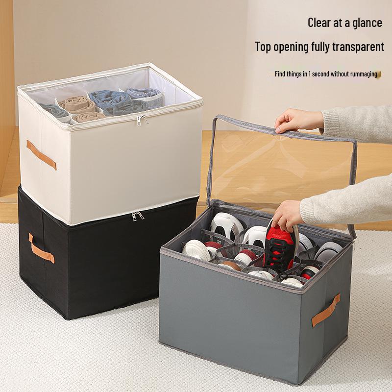 Foldable Fabric Shoe Storage Box: Dustproof, Moistureproof, Washable Organizer