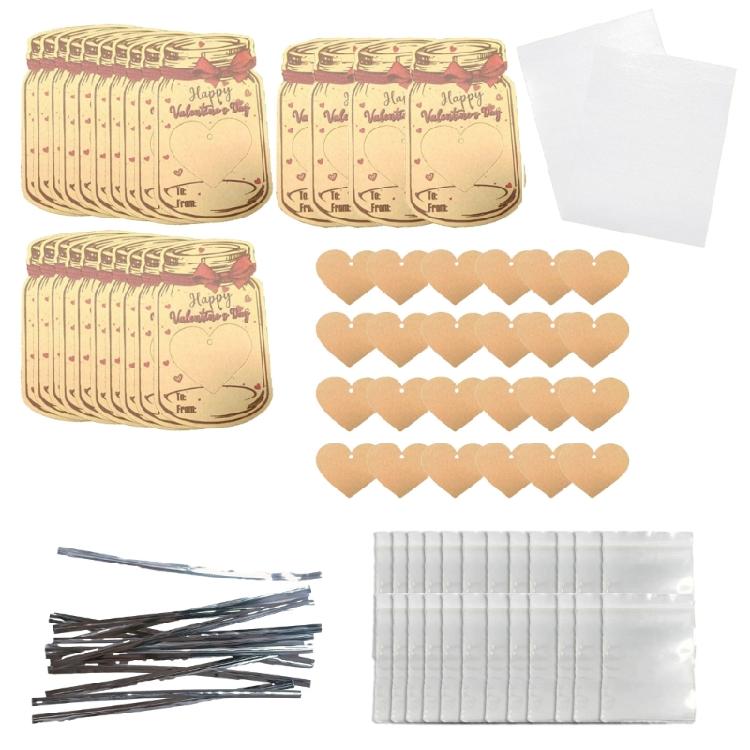 24Pcs Valentines Day Candy Jar Greeting Cards Set with 24Pcs Clear Sealed Bags 1