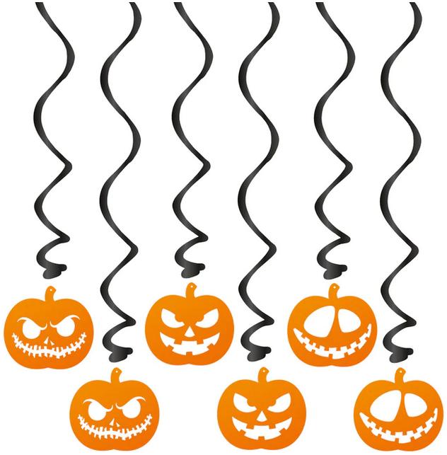 Spiral Pumpkins Halloween Hanging Decoration 6 Pcs