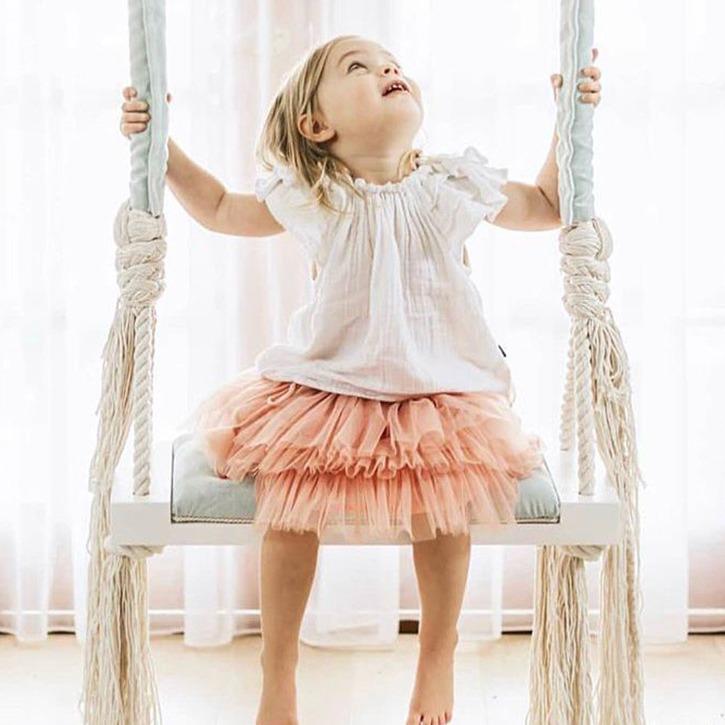 

INS Style Children s Swing Chair: Wooden Board, Sponge Cushion, Cotton Rope for Kids Room Decoration and Baby Entertainment. Blue without Hooks