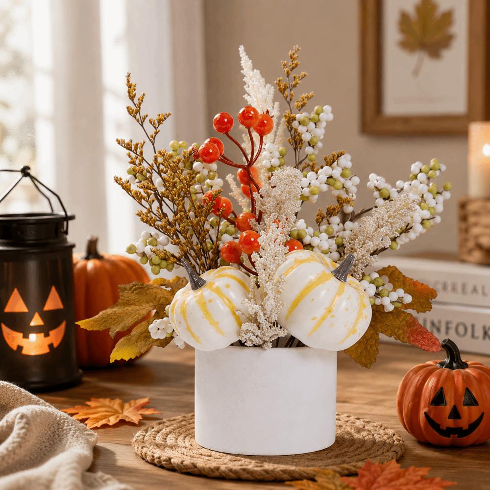 Fake Autumn Leaf Maple Leaf Pumpkin Ornament Plastic Halloween Tabletop Ornaments Fireplace Shelf