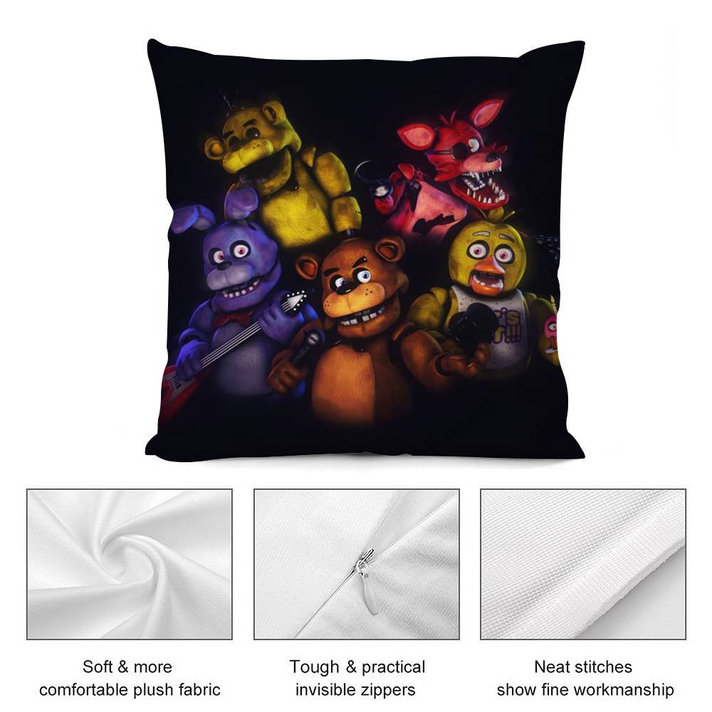 Five N-Nights At F-Freddys Pillow Case Plush Fabric Soft Double Sided Print Sofa Cushion Cover Throw Pillow Covers