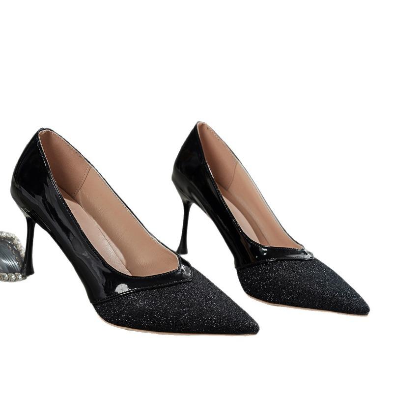 Damen Überweite Strassabsätze, Spitzpumps mit Stilettoabsatz, Tief ausgeschnittene elegante Ballerinas für Damen