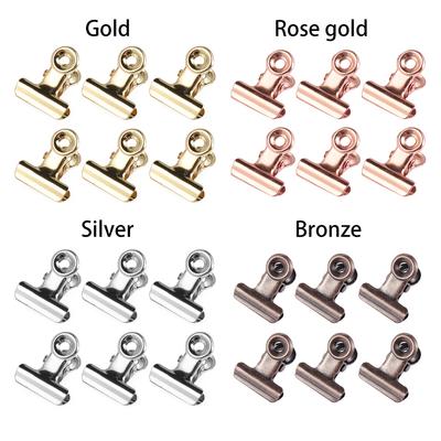 6PCS/set Kitchen Food Sealing Bag Clips Stainless Steel Letter Paper Photo File Clamps School Office Calendar Binder Clip