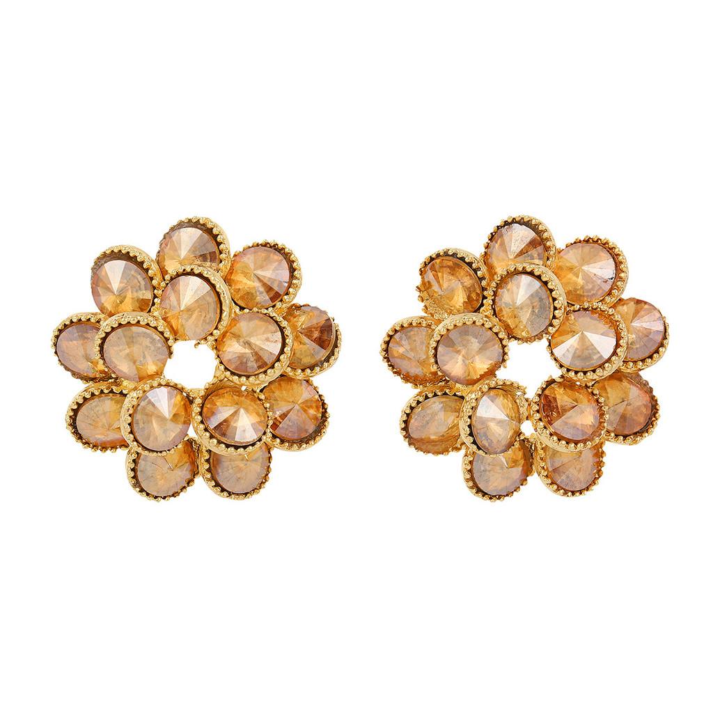 French Floral Crystal Drop Earrings With Double Layer Waterfall Design For Women