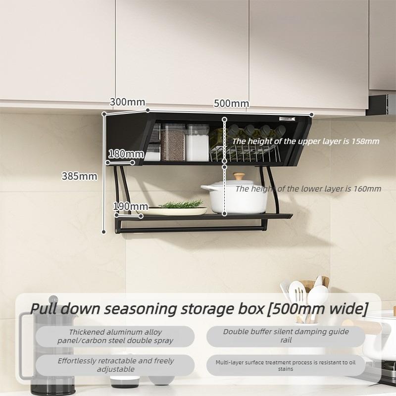 

Kitchen Carbon Steel Storage Racks Wall Seasoning Display Stand Foldable Storage Holders Modern Multifunctional Organize Shelf