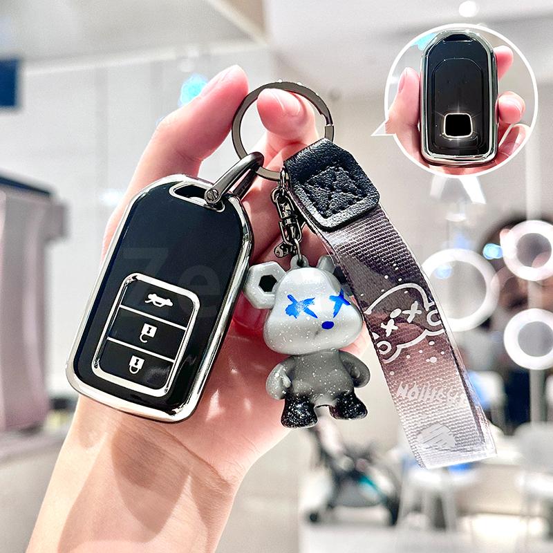 3 Buttons Tpu Shell Holder Keychain Car Key Case Cover For Honda Brv Br-V Hrv Hr-V Shuttle Gp8 Fit Lucky Vezel City Civic Jazz