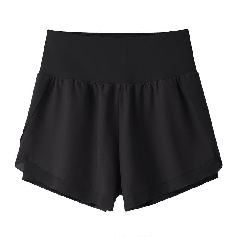 

Summer Fake Two-Piece Shorts Quick-Drying Fashion Tape Loose Running Fitness High Cycling Waist Yoga Pants Sports Shorts for Women Black M