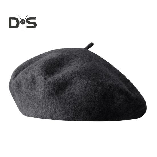 

Женский берет, винтажная однотонная шляпа художника, шерстяная смесь, французский стиль, кепка художника, легкий головной убор для вечеринки на открытом воздухе темно-серого