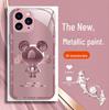 Metal Bear Cartoon Liquid Shell for Apple 13/13 Mini/14 Pro Max/11 Pro/X Premium Glass