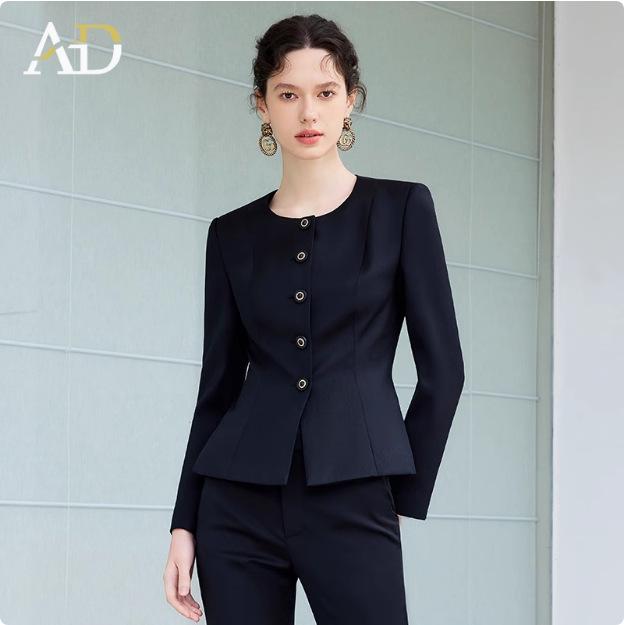 Women's Black Slim Fit Retro Workwear Suit: Spring & Autumn Professional OL Set