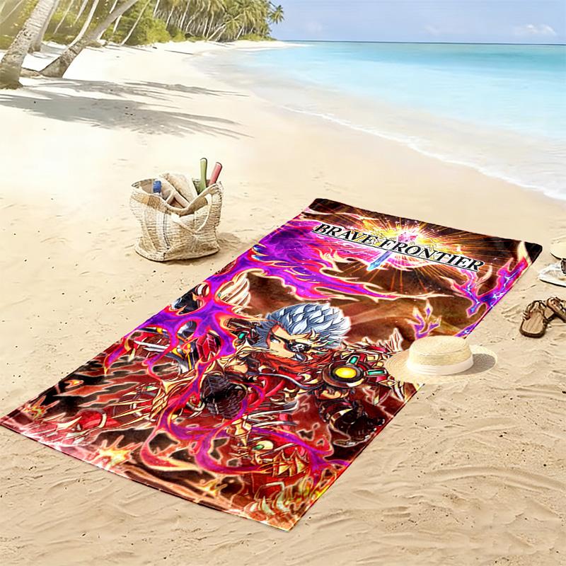 Brave Frontier Print Beach Towel, Large Soft Quick Dry Towel for Beach Camping Swimming