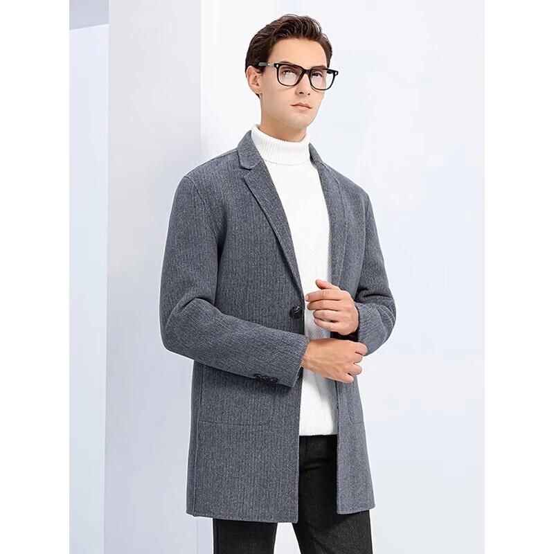 Yilten Men's Wool Blend Mid-length Lapel Coat