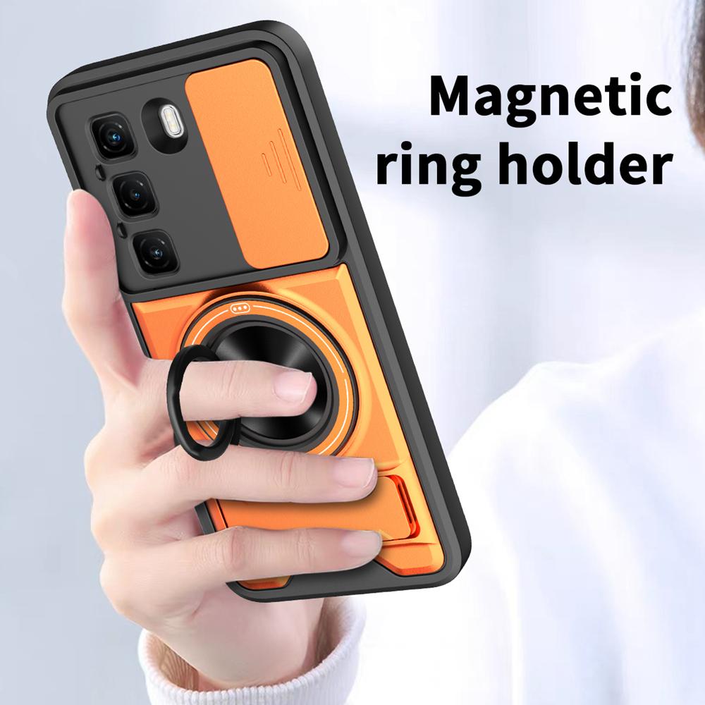 KEYSION Magnetic Phone Case for Infinix Hot 50 Pro+ 4G Hot 50 5G Slide Camera Protection Upright Kickstand Shockproof Back Cover
