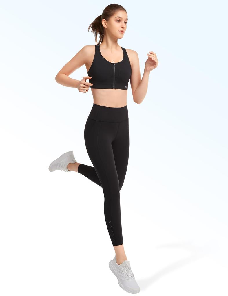 Yvette Sports No Front Sweat Quick Adjustable High 3D Integrated XL Black Bra, Bounce, Opening, Women's, Mesh, Absorbent, Drying, Straps, Underarm,