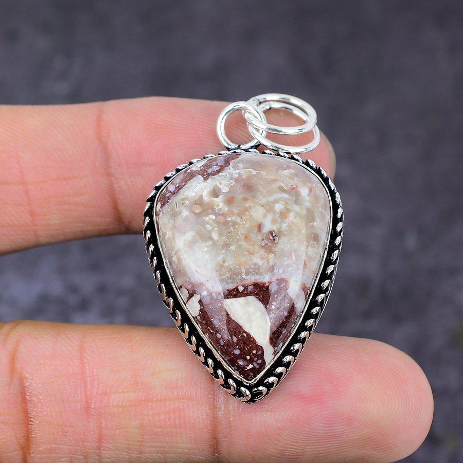 Wild Horse Gemstone Handmade 925 Sterling Silver Jewelry Pendant 1.97" h2U88