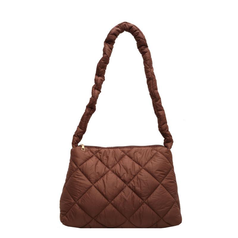 Borsa Grande Capacità Nuvola Soffice Casual Leggera Trama a Diamante Ricamo Chic Portatile a Tracolla Sottobraccio